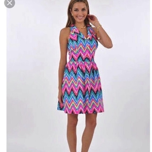 NWT Lilly Pulitzer Sherlynn Hearts A Flutter Multi Color Chevron Striped Dress 8 - Picture 2 of 16